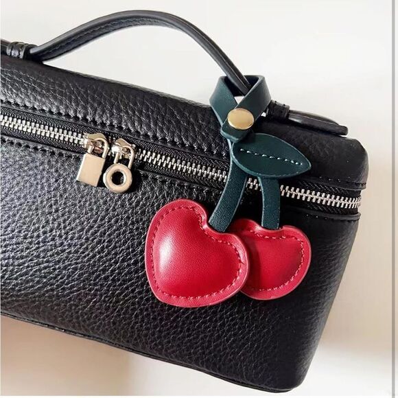 Purse Bag Charm Keychain - Cherry leather 🍒